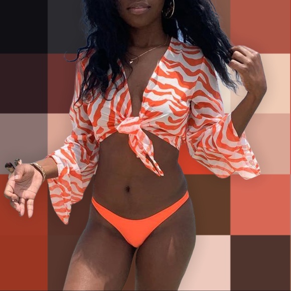 3 Pc Cheeky HiCut Triangle Bikini & Cover Up NWT - Picture 2 of 12